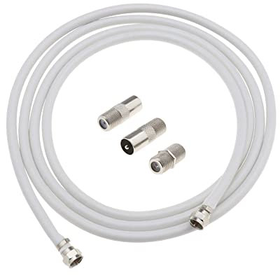 ECSiNG Câble coaxial RG6 blanc avec connecteurs F81/RF pour antenne TV et satellite 1,8 m