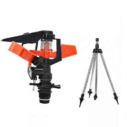 Arroseur agricole sectoriel ½ Pouces + Trépied Porte Arroseur à Impact avec Distance de Tir 8/13m et Angle d'arrosage Réglable. Résistants aux agents externes et rayon circulaire de 360