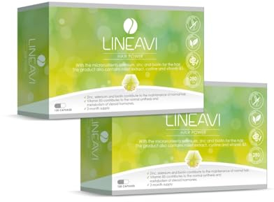 LINEAVI Haarkraft 2x120 Kapseln, mit Hirseextrakt, Vitamin B5, Cystin, zur Erhaltung normaler Haare und für den normalen Stoffwechsel von Steroidhormonen, in Deutschland hergestellt (4-Monatsvorrat)