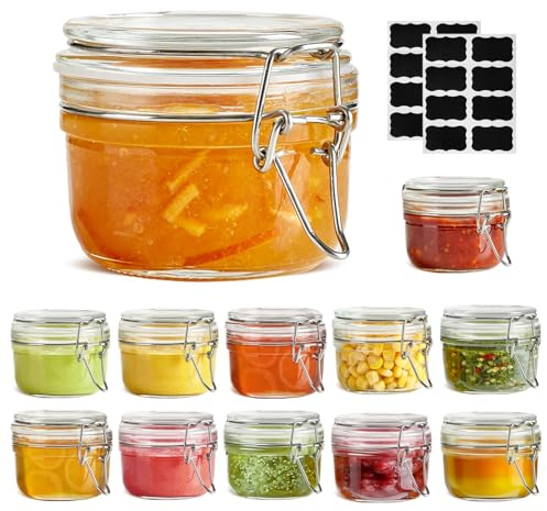 ComSaf Small Glass Spice Jars with Airtight Lids 4 oz 12 Pack Mason Pantry