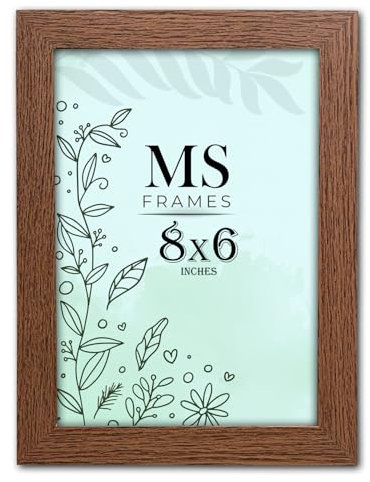 AI Decor 8x6 Inch Dark Oak Picture Frames (20.3x15.2 cm) Poster Frame - Clear Acrylic Display Poster MDF Wooden Portrait/Panoramic - Flat Wall Mount Hang Hooks & Free Tabletop Stand