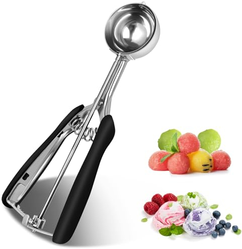 Lifhety Cucchiaio Gelato Acciaio Inox 304, 5cm Porzionatore per Gelato con Grilletto, Paletta Gelato per Dolce, Palla Melone, Biscotti