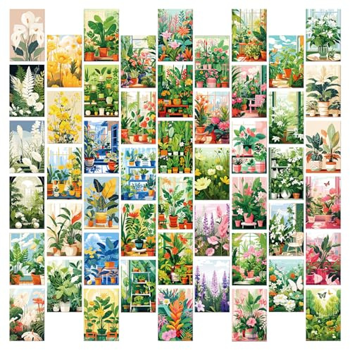 50 Pcs Floral Botanical Postcards Set -Nature Watercolor Style,Watercolor Flower & Plant Art Cards for Wall Decor, Scrapbooking, Greeting Cards, Home Decoration