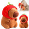 Hojalis Capybara Plüschtier, 23CM Niedliche Capybaras Kuscheltier mit Erdbeere, Capybaras Plüsch Kissen Spielzeug, Erdbeere Wasserschwein Kuscheltier Geburtstagsgeschenk (Capybara Plüschtier-B)