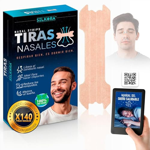 140-SUPER PACK| Tiras Nasales PREMIUM SILKORA® | Tiras nasales antirronquidos para Dormir| Alivian Congestión Nasal| Anti-ronquidos|Nose Strips|Breathe Right| Nasal Strips Respirar Mejor por la nariz