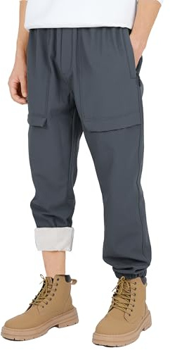 CAMLAKEE Boys Waterproof Softshell Trousers Kids Fleece Lined Outdoor Pants Walking Joggers