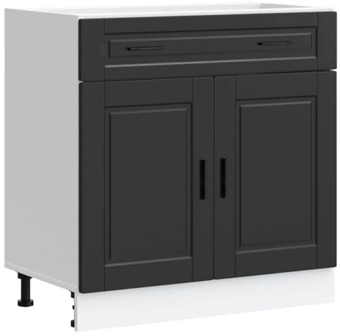 vidaXL Kitchen Base Cabinet Porto Black Engineered Wood, sink base cabinet, base kitchen cabinet with drawer, sink base unit