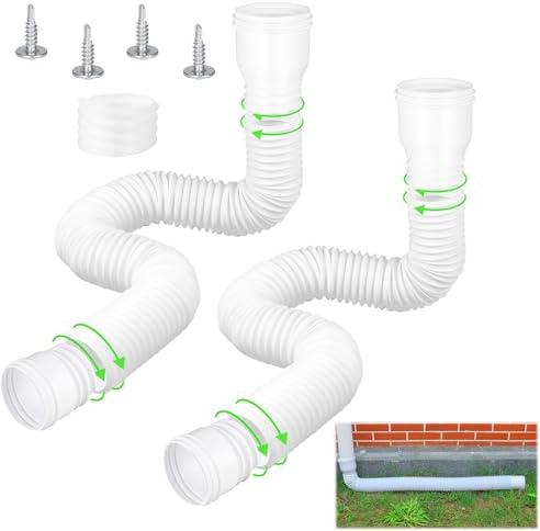 Bocguy Juego de Ampliación de Canalones para Bajante, Conector de Canalón para Césped de 47 a 150 cm, Canalones de Lluvia, Expansión de la Tubería para Tuberías de Otoño 80/100 mm