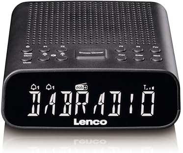 Lenco CR-606BK - Kompakter Radiowecker mit DAB+/UKW, Bluetooth® 5.3, dimmbarem LCD-Display, Dual-Alarm, Schlummerfunktion, USB-Ladeanschluss & Sleep-Timer - Schwarz