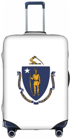 NBAGHPQ Massachusetts State Flag Print Universale Elegante Valigie Copertura Elastica Lavabile Anti Graffio Bagagli Protector, bianco, L
