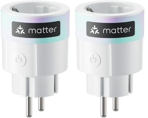 SwitchBot Matter Plug Mini paquete de 2 con monitor de energía, control por Wi-Fi y Bluetooth, compatible con Alexa, Google Home, Apple Home y HomeAssistant, control por voz y acceso app, 16A Type F
