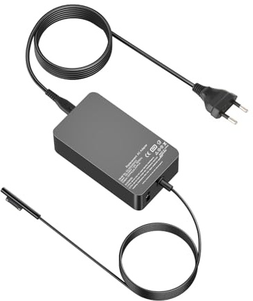 Alimentatore Microsoft Surface 65W Caricatore per Microsoft Surface Pro 11/10/9/8/7+/7/6/5/4/3/X, Surface Laptop 7/6/5/4/3/2/1,Surface Book 3/2/1, Surface Go 4/3/2/1, Con porta USB da 5V 1A