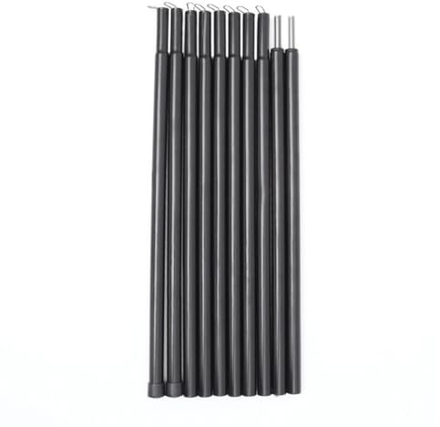 VIRELLO Bastones telescópicos para tienda de campaña, juego de 10 postes de lona ajustables para toldo de camping, toldo de playa, varillas de metal resistentes con cierre de resorte, color negro