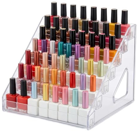 Cjytdkj Nail Polish Organizer, 7 Tier, Clear PET, Handle, 31×29.5×18.5cm