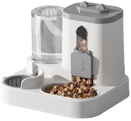 Distributeur Automatique 2 en 1 pour Chat, Distributeur Et Abreuvoir De Croquettes, PP 2.2L 0.8L Fontaine A Eau Combo Mangeoire, pour Chiens, Chats, Petits Et Moyens Animaux