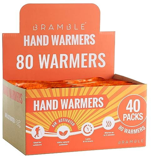 Bramble – Handwärmer (40 Paar, 80 insgesamt) – Luftaktivierte Taschenwärmer für Outdoor-Aktivitäten – Wärme in Minuten – Bis zu 10 Stunden Wärme