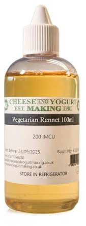 Vegetarian Rennet Liquid, for All Cheese Types, GM Free, Handy Dropper, Cheese Making, Cheese Cultures, Cheese Making Ingredients, Dairy Supplies - 100ml