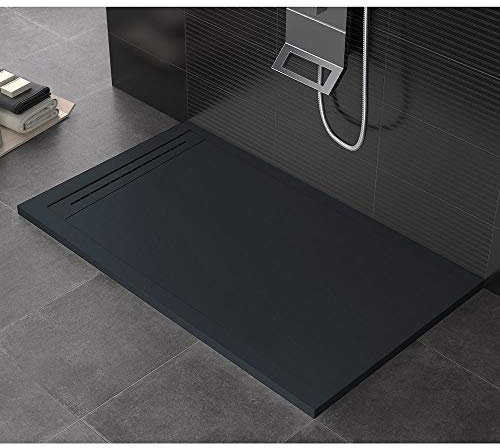 Plato de ducha 70 x 90 cm de piedra Maier Oasis gris antracita