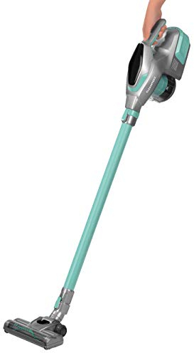CLEANmaxx Akku-Zyklon-Staubsauger beutellos mit Akku | 2-in-1 Handstaubsauger, mit verschiedenen Düsen, Ideal für Tierhaare | Inkl. Wandhalterung mit integrierter Ladestation, 150 Watt [Türkis/Grau]