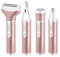 4 IN 1 Elektro-Rasierer für Damen, Haarentferner-Set schmerzfrei Epiliergerät USB aufladbar mit 4 abnehmbaren Aufsätzen für Bikini-Trimmer/Nasenhaarschneider/Augenbraue-Shaper/Body Shaver