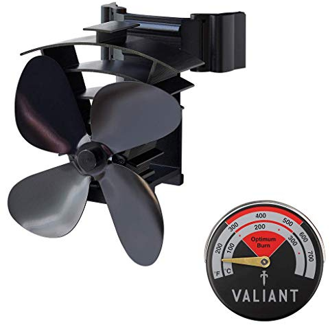 Valiant Magnetic Flue Pipe Stove Fan and Red Thermometer Twin Pack