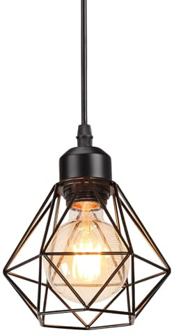 PETITES ECREVISSES Lampara Colgante E27 Vintage Industrial Lámpara de Techo Colgante Negro Retro Iluminación Para Cocina Comedor Sala de estar (16cm-1pcs)