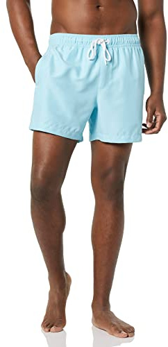 Amazon Essentials Short de Bain avec Doublure en Maille, Poches et Fermeture à Cordon Homme, Bleu Clair, S