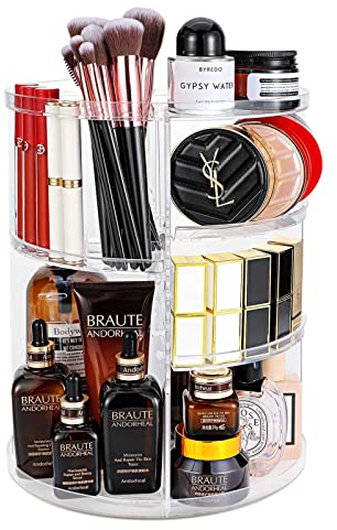 Make Up Kosmetik Organizer, Beauty, 7 Verstellbare Ebenen Große Kapazität Makeup Organizers, 360° Drehbar, Schmink Aufbewahrung Kosmetikbox für Dresser Badezimmer Schlafzimmer, Transparent