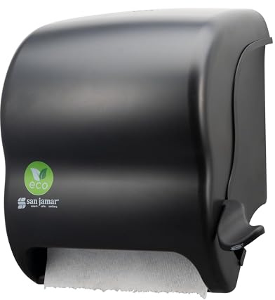 San Jamar Ecologic Element Recycled Plastic Lever Paper Towel Dispenser, Manual Towel Dispenser, Wall Mounted Dispenser with Zero Waste for Home and Business, 8 Inch Rolls, Black