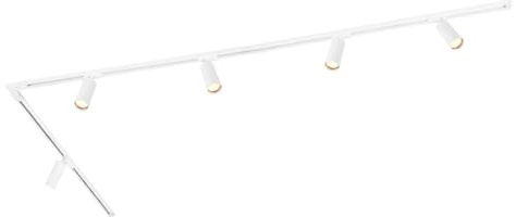 Ledvion - Sistema di Binario, 3m, Binario Monofase, Senza lampada GU10, Bianco, 5x spot GU10 orientabili, Plafoniera led soffitto, lampadario cucina, faretti led, plafoniera moderna