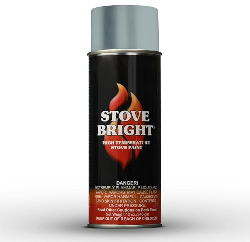 Stove Bright High Temp Paint Pewter | Heat Resistant Spray for Wood Stove BBQ Grill Fireplace Engine | Satin Finish | Rust Resistant Metal Coating | Withstands 1200°F | Primer Friendly