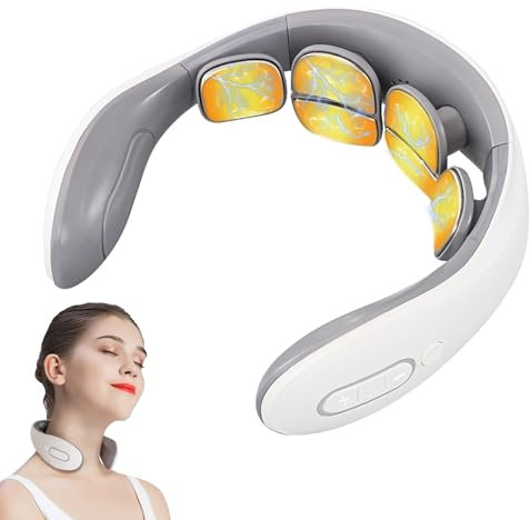 Nackenmassagegerät, 6 Kopf Intelligentes Nackenmassagegerät mit Heizung, 6 Modi 15 Intensitätsstufen Kabellos Tragbares Elektrisches Massagegerät für Zuhause Büro Reise