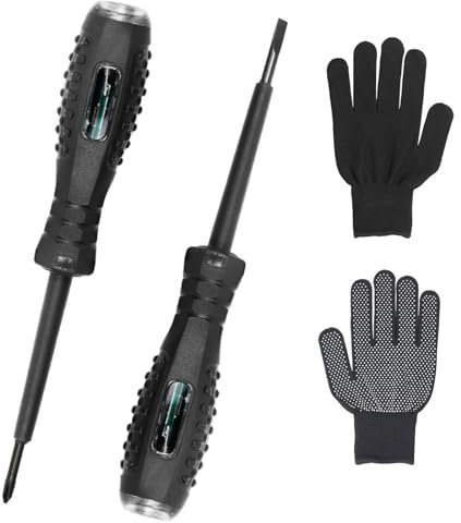 ZITUZY 2 stycken spänningsprovare med skruvmejsel, 2-i-1 High Torque Stark magnetisk skruvdriver, kontaktlös spänningstestare, strömdetektor magnetiskt skruvmejselhuvud med handskar