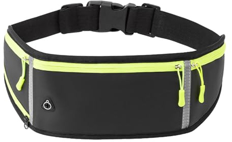 ZYHUI Running Belt Reflective Waist Bags Large Capacity Belt Bag with Zipper Jogger Pouch Hold Phone Bottle (Black)