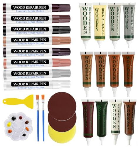 Juego de reparación de laminados de madera, juego de reparación de muebles, juego de reparación de muebles, restaura cualquier superficie de madera, arañazos para puertas de madera, mesas, armarios
