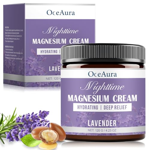 Magnesium Cream, 120 g magnesium Sleep Cream, löser muskelspänningar, lugna huden, återfuktar, innehåller magnesium, lavendel, druvfröolja, sheasmör för helkroppsapplikation (120 g)