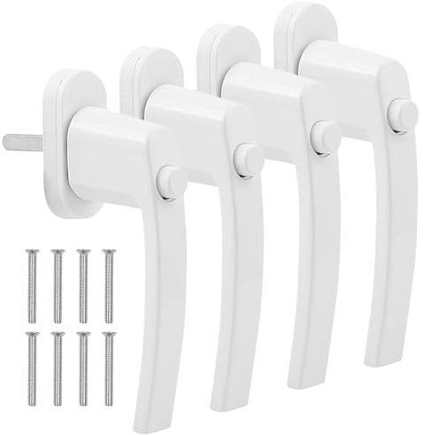 KBIBCK Poignée de fenêtre avec bouton pression, Poignées de Fenêtre Verrouillables en Aluminium, Protection Fenetre Enfant, Pour fenêtres, Portes de terrasse et portes(Blanc)