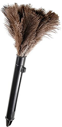 Plumero extensible, plumas de avestruz esponjosas para limpieza, herramienta de extracción de plumero para el hogar con mango de plástico (15.75 pulgadas)
