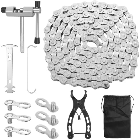 Fahrradkette Werkzeuge,6/7/8 Fach Fahrradkette Nabenschaltung,1/2 x 3/32 Inch 116 Glieder Fahrrad Kettenwerkzeug Fahrradketten Reparaturset für Rennräder Fahrräder Bikes, Kettenbrecher Kettenglieder