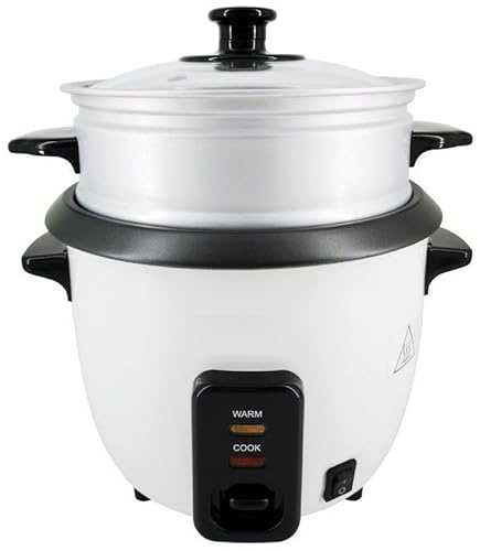 Arrocera Eléctrica 300W, Vaporera, Cuba Antiadherente, 2-3 Raciones (0,6L) | Función mantener caliente, tapa de vidrio, protección térmica y accesorios.