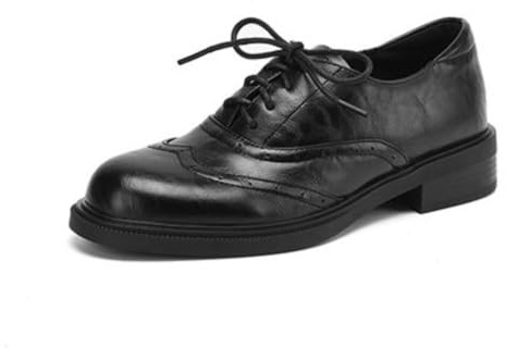 Générique Chaussures Femme Oxfords Vintage Bout Rond Brogue Lacets Cuir Synthétique Talon Bas Bloc Confort Semelle Antidérapante Élégant Style Préppy Bureau Soirée Quotidien