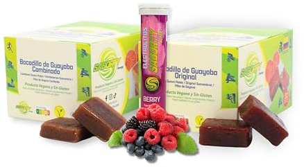 Saborty Pack Bocadillo de Guayaba + Electrolitos | Barritas Energéticas Naturales | Energía + Sales Minerales | Ciclismo, Running, Trail (2 Cajas [Original + Combinado] + Berry)