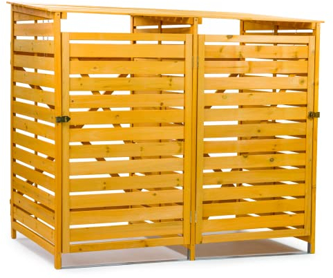 KCT 2 Wheelie Bin Store Wooden Storage Shed Hideaway for Outdoors Double Rubbish Trashbin