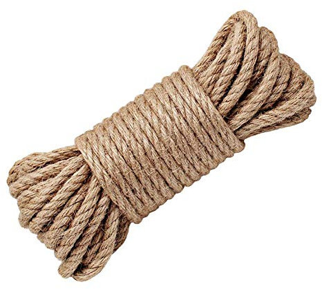 Wolike Hemp Rope,8mm Thick Rope Strong Natural Rope,Jute Rope for Craft Rope/Cat Scratching Rope/Garden Bundling(10 M/32 Feet) (8mm)