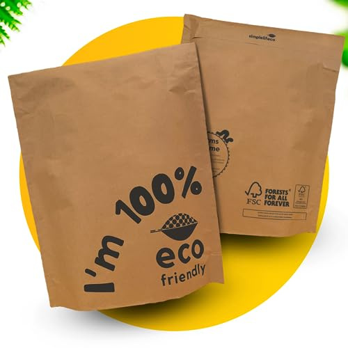 Simplelifeco UK FSC Certified, Eco Friendly Paper Mailing Bags (14 x 17”) | 100% Recyclable Planet Positive Postage Bags | B Corp (Pack of 10)