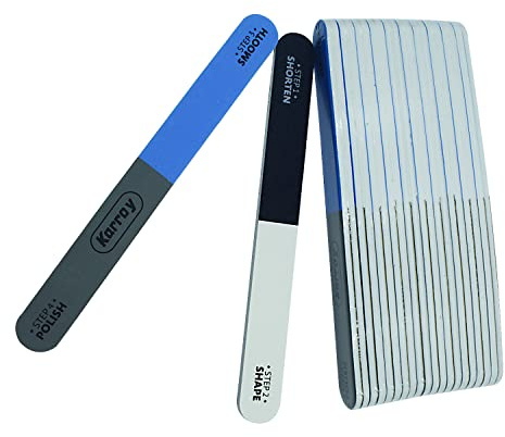 Karroy Nail File and Buffer for Natural Nails Dual Sided 4 Steps Shorten-Shape-Smooth-Polishing Nail Tools 20pcs