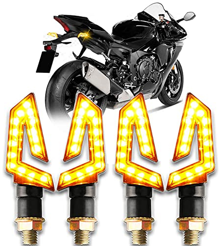 DREAMIZER 4PCS Arrow Motorcycle Turn Signals 15 LED 12V Motorcycle Blinkers Indicators Amber Lamp Compatiable for Motorbike Scooter Quad Cruiser Off Road Touring