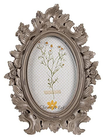 Clayre & Eef Bilderrahmen 10x15 cm Braun Kunststoff Glas Oval Fotorahmen