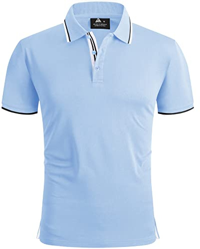 SwissWell Polo Uomo Manica Corta Asciugatura Rapida Traspirante Golf T-Shirt Tennis Polo Shirt Estiva per Uomo Sportiva Magliette Blu Cielo L