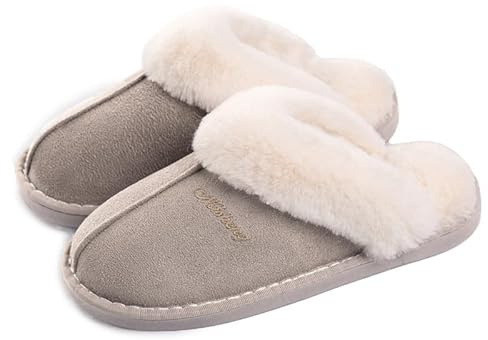 Misolin Womens Slippers With Memory Foam Fluffy Slip-on Winter House Shoes
